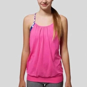NWT Lululemon Ivivva Double Dutch Tank Top Pink Blue Athletic  Size 14